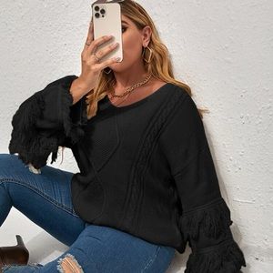 SHEIN fringe black sweater. Size 3xl